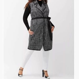 LANE BRYANT PLUS TWEED LONG VEST SLEEVELESS COAT